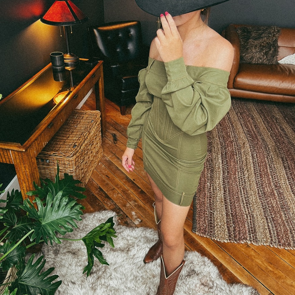 Olive Off-Shoulder Dress